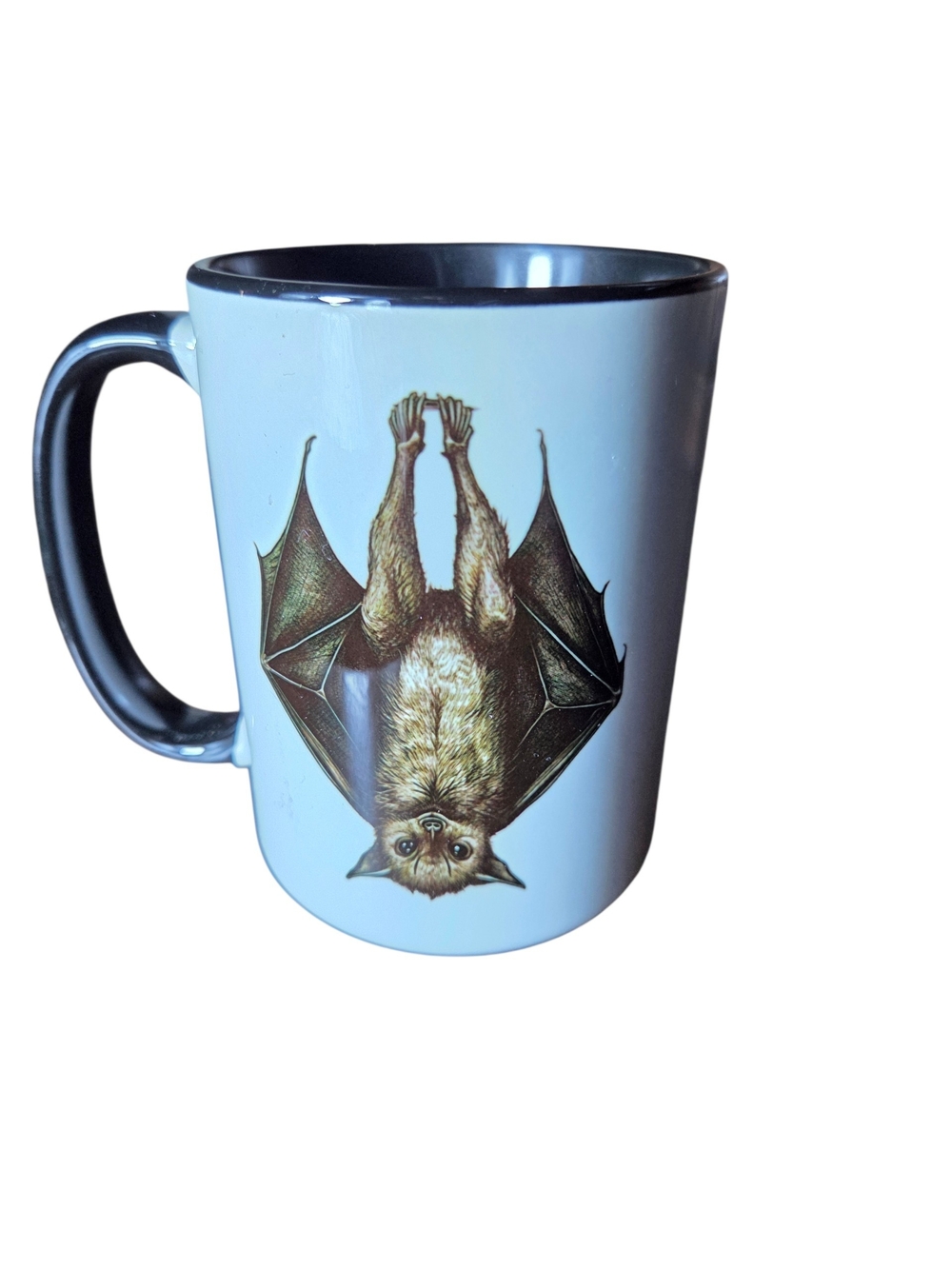 White and Black Bat Graphic Ceramic Coffee Mug - Unbranded